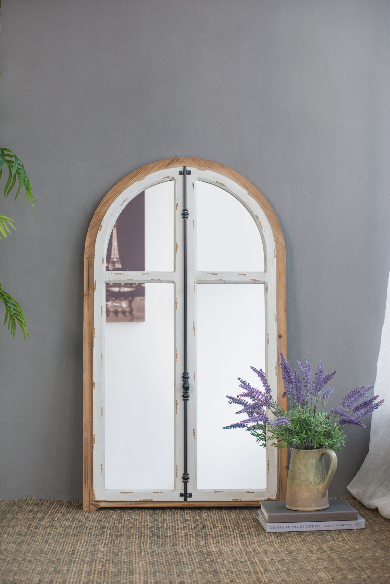 Arched Wooden Wall Mirror