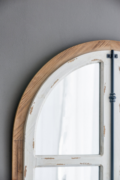 Arched Wooden Wall Mirror