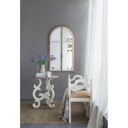 Arched Wooden Wall Mirror