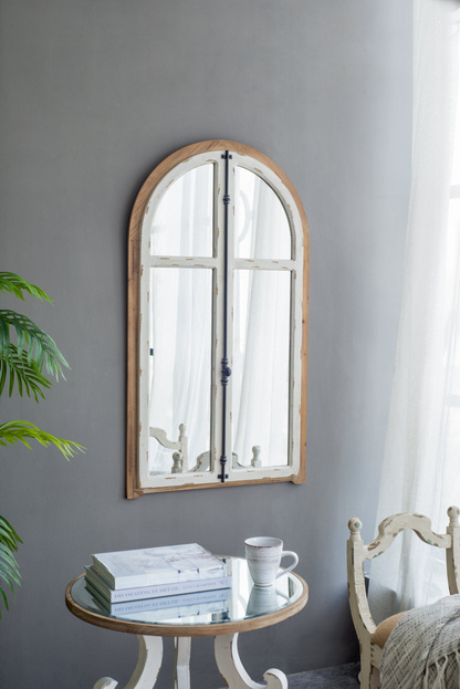 Arched Wooden Wall Mirror