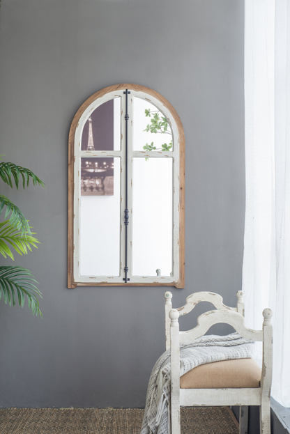 Arched Wooden Wall Mirror