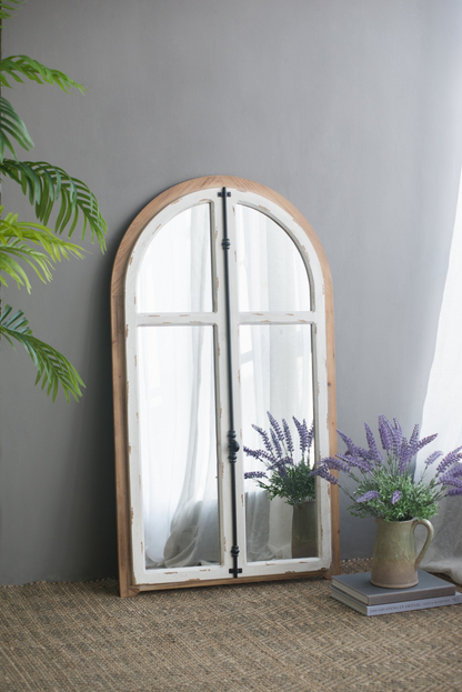 Arched Wooden Wall Mirror