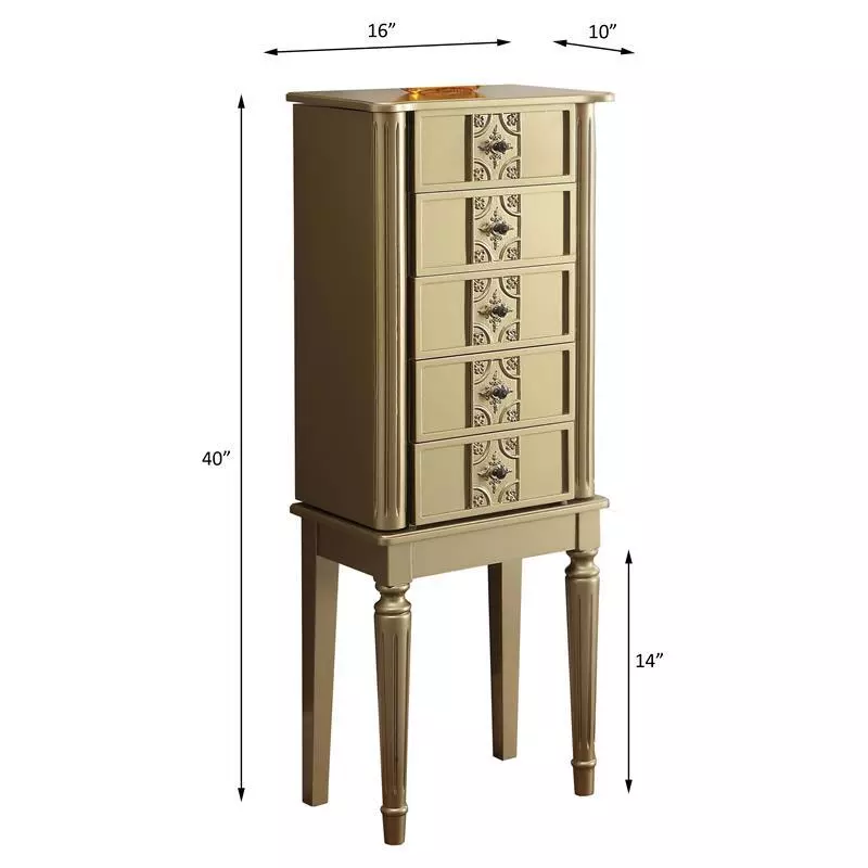 Gold-Finished Jewelry Armoire