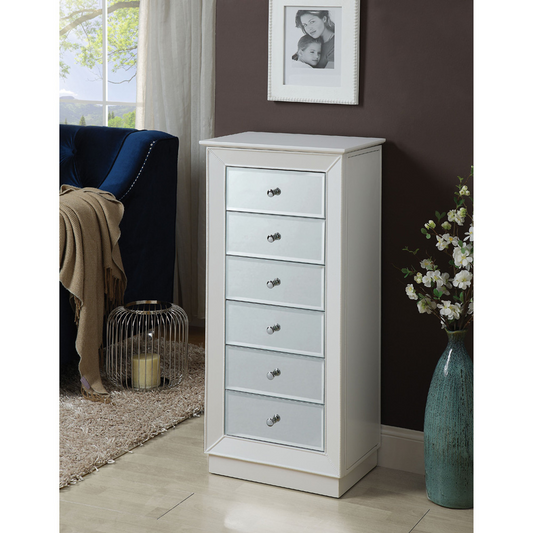 Modern White-Finished Jewelry Armoire