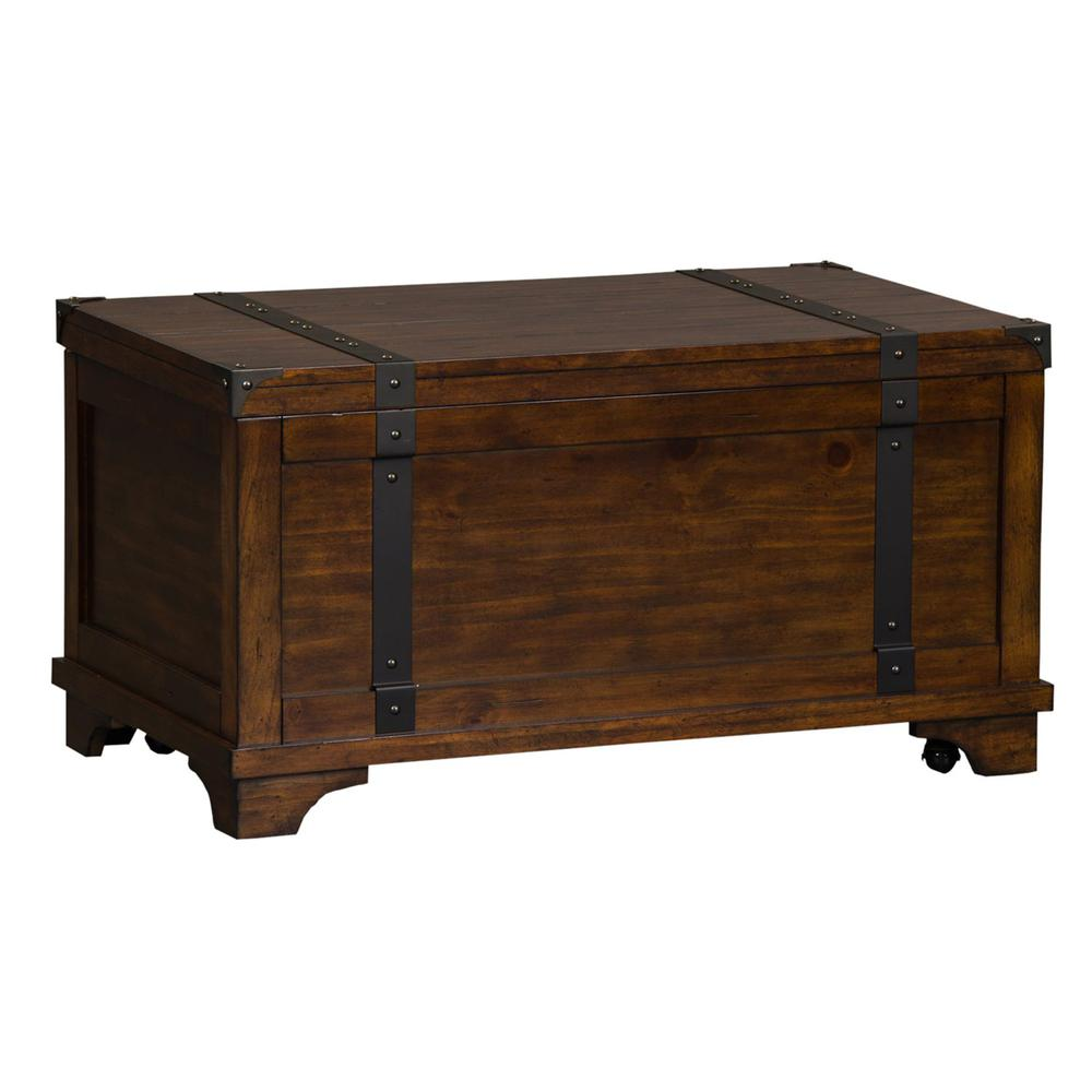 Rustic Brown Pine Solid Storage Trunk