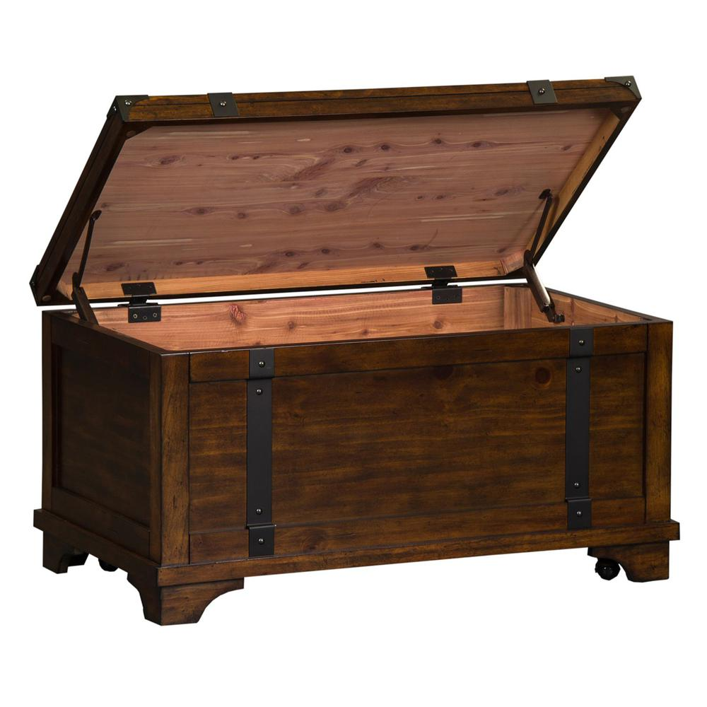 Rustic Brown Pine Solid Storage Trunk