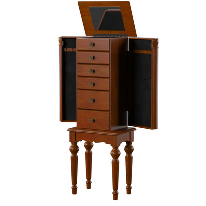 Deep Cherry-Finish Jewelry Armoire