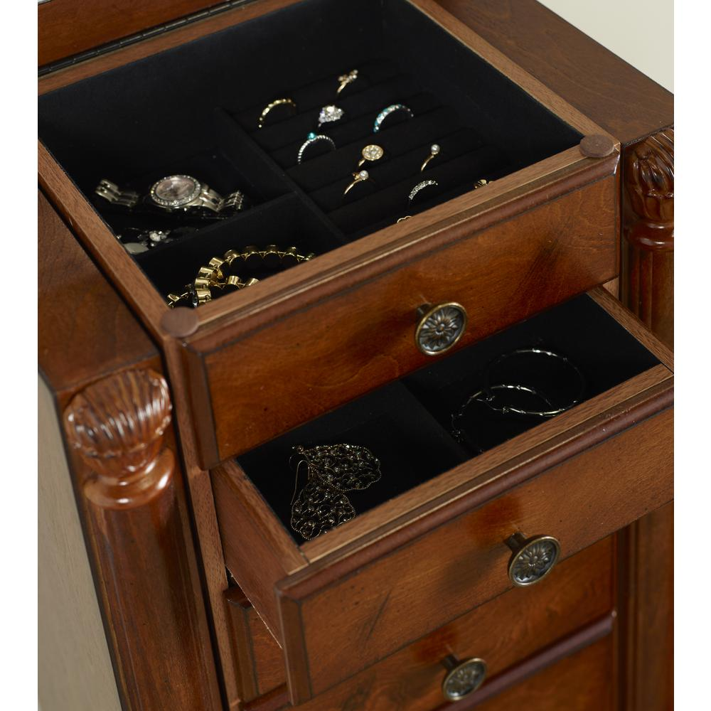 Deep Cherry-Finish Jewelry Armoire