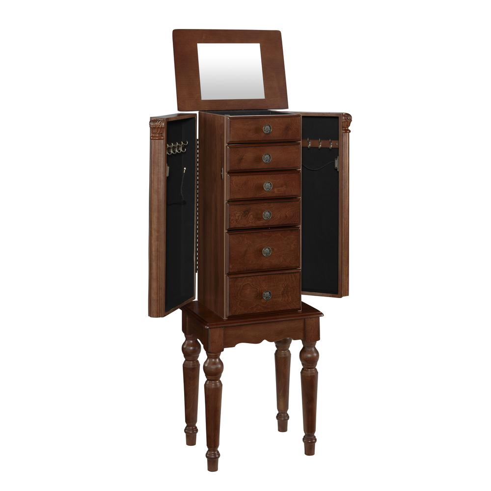 Deep Cherry-Finish Jewelry Armoire