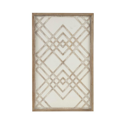 Geometric Carved Wood Panel Home Décor