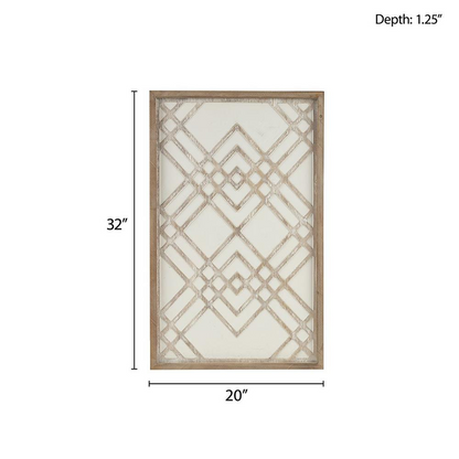 Geometric Carved Wood Panel Home Décor