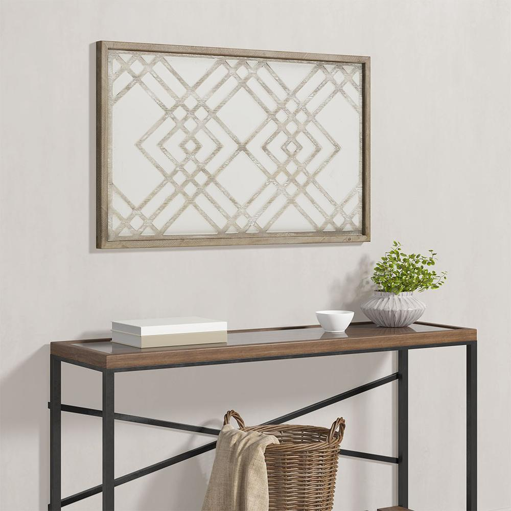 Geometric Carved Wood Panel Home Décor