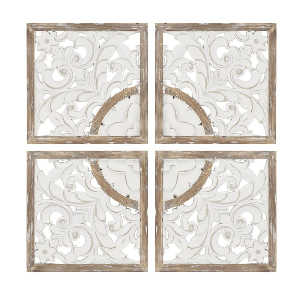 Medallion Wooden Wall Home Décor (Set of 4 Panels)