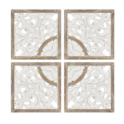 Medallion Wooden Wall Home Décor (Set of 4 Panels)