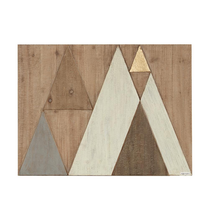 Triangle Design Wooden Wall Home Décor (Rustic Color with Gold Embellishment)