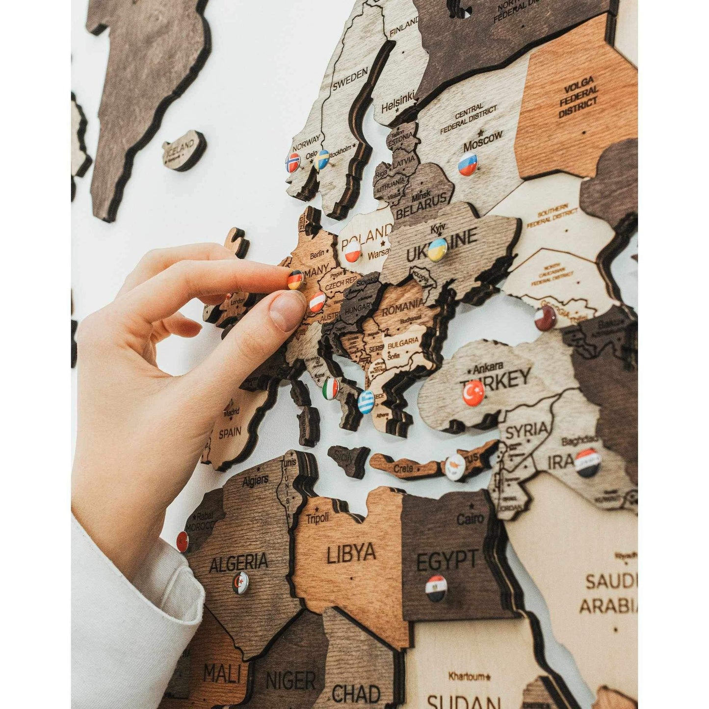 Flag Push Pins for Wooden World Maps