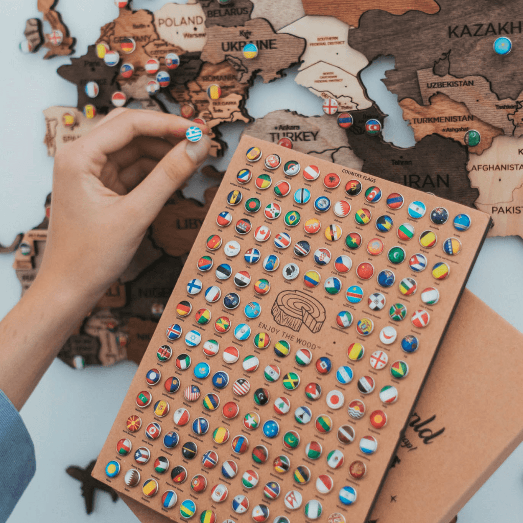 Flag Push Pins for Wooden World Maps