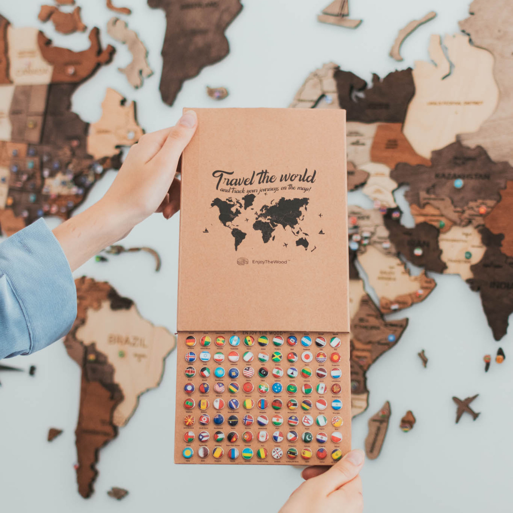 Flag Push Pins for Wooden World Maps