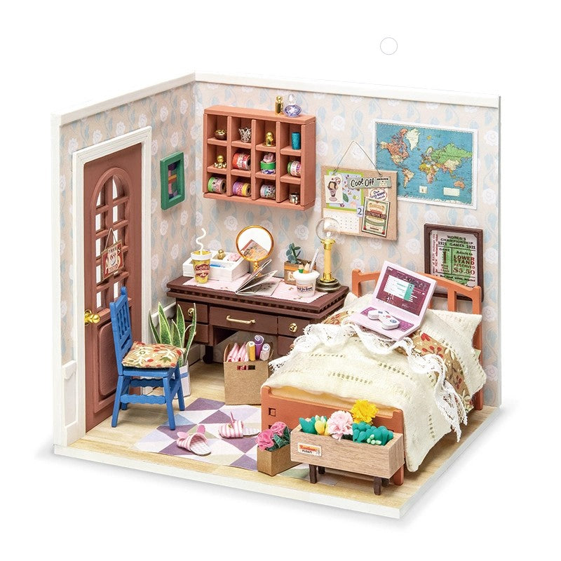 Miniature Dollhouse with Furniture: Studio, Dining Room, or Bedroom