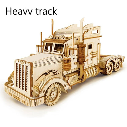 3D Wooden Puzzle - Heavy Truck, Grand Prix Car, Steam Train, Army Jeep