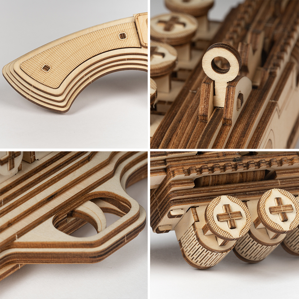 3D Wooden Puzzle - Rubber Band Shotgun Model Building Kit