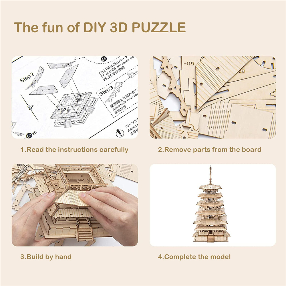 3D Wooden Puzzle - Japanese Pagoda Temple