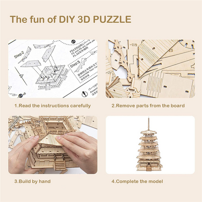 3D Wooden Puzzle - Japanese Pagoda Temple