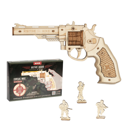 3D Wooden Puzzle - Rubber Band Revolver Building Kit