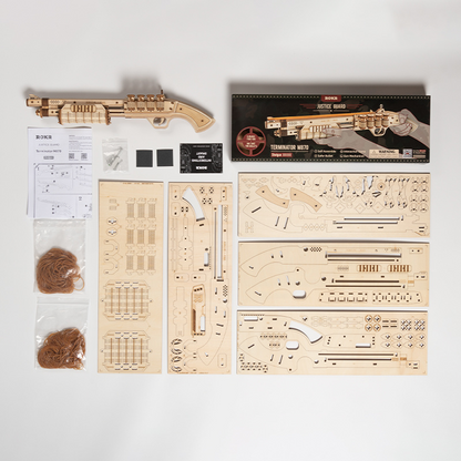 3D Wooden Puzzle - Rubber Band Shotgun Model Building Kit