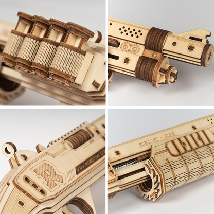 3D Wooden Puzzle - Rubber Band Shotgun Model Building Kit