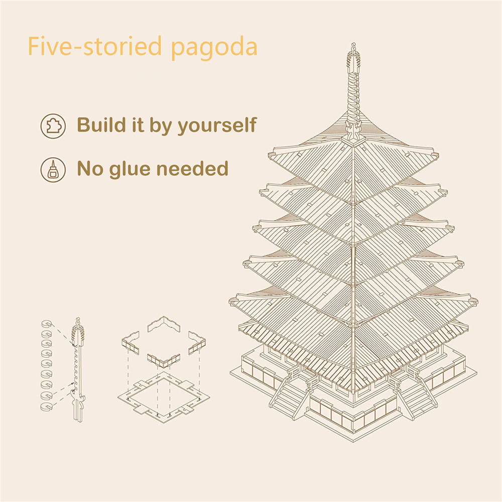 3D Wooden Puzzle - Japanese Pagoda Temple