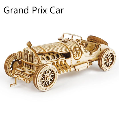 3D Wooden Puzzle - Heavy Truck, Grand Prix Car, Steam Train, Army Jeep